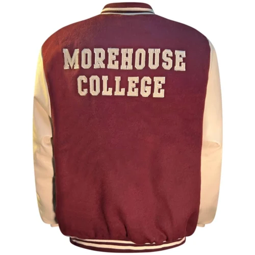 Alternative view of Morehouse Maroon Tigers Classic Rib Knitted Full-Snap Wool & Leather Varsity Jacket