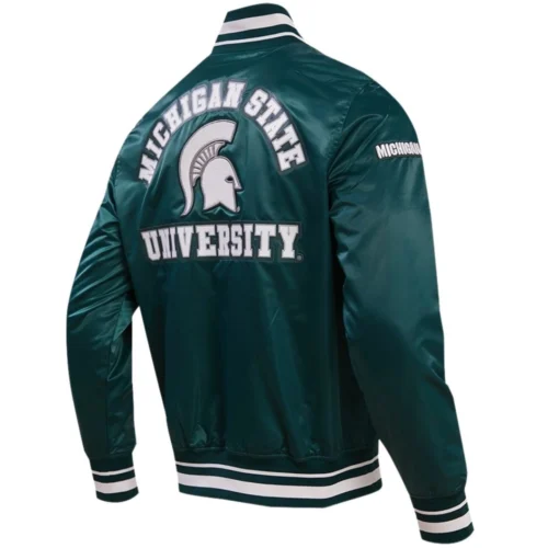 Michigan State Spartans Classic Satin Varsity Jacket - Image 3