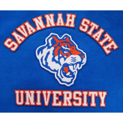 Savannah State Tigers Classic Wool & Leather Varsity Jacket - Image 4