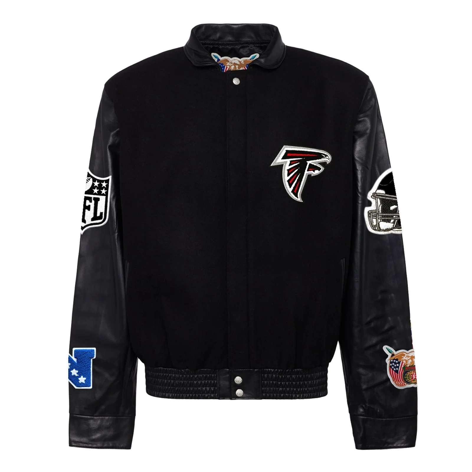 Atlanta Falcons Jeff Hamilton Black Wool & Leather Varsity Jacket