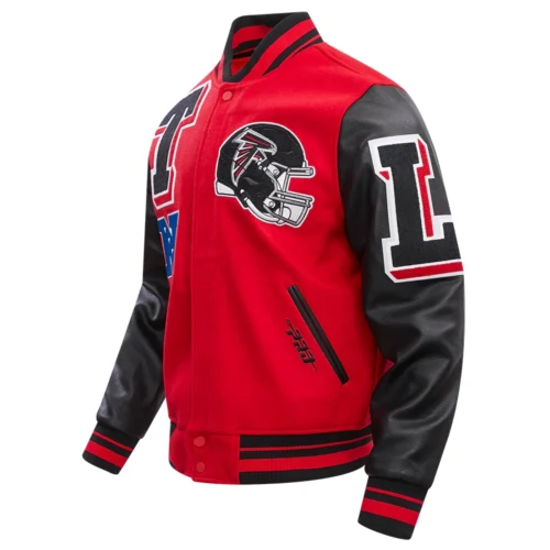 Atlanta Falcons Mashup Wool & Leather Red/Black Varsity Jacket