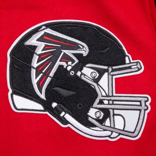 Atlanta Falcons Mashup Wool & Leather Red/Black Varsity Jacket - Image 5