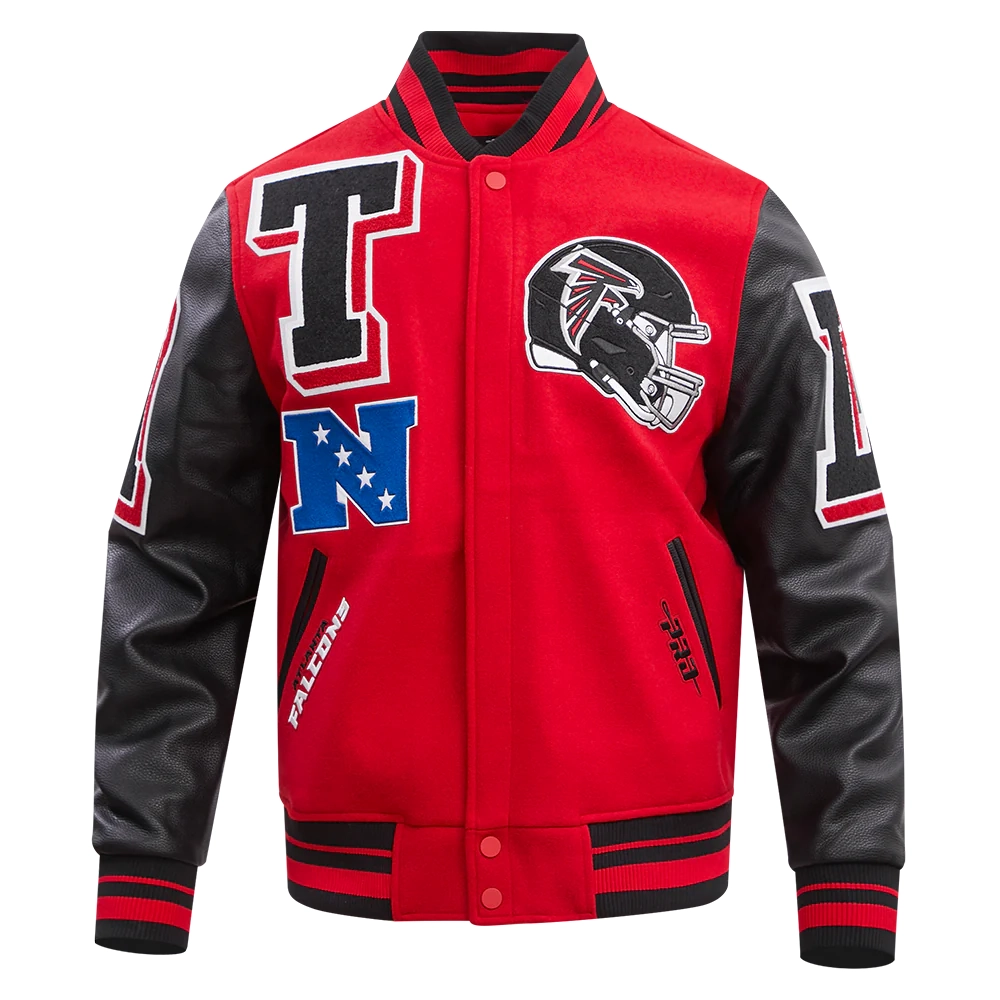 Atlanta Falcons Mashup Wool & Leather Red/Black Varsity Jacket - Image 2