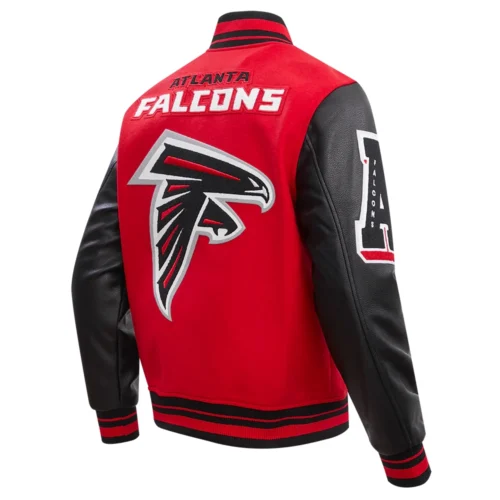 Atlanta Falcons Mashup Wool & Leather Red/Black Varsity Jacket - Image 3