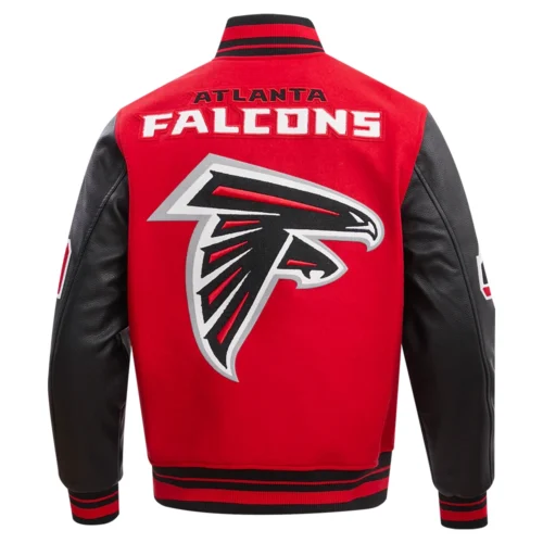 Atlanta Falcons Mashup Wool & Leather Red/Black Varsity Jacket - Image 4