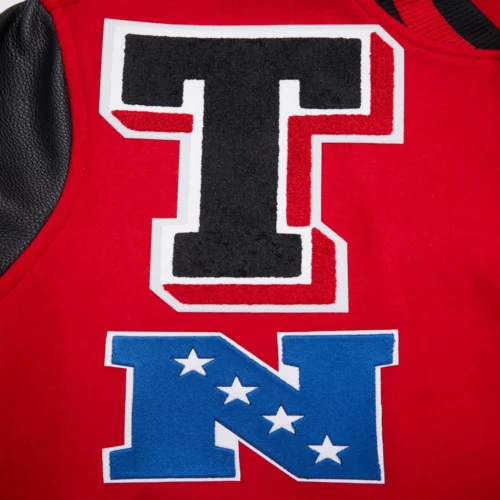Atlanta Falcons Mashup Wool & Leather Red/Black Varsity Jacket - Image 6