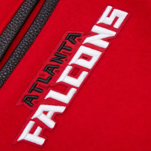 Atlanta Falcons Mashup Wool & Leather Red/Black Varsity Jacket - Image 7