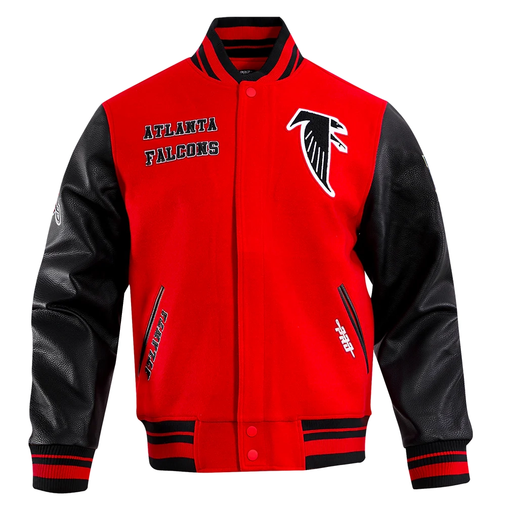 Atlanta Falcons Retro Classic Wool & Leather Varsity Red/Black Jacket - Image 2