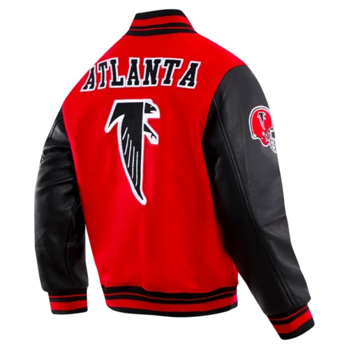 Atlanta Falcons Retro Classic Wool & Leather Varsity Red/Black Jacket - Image 3