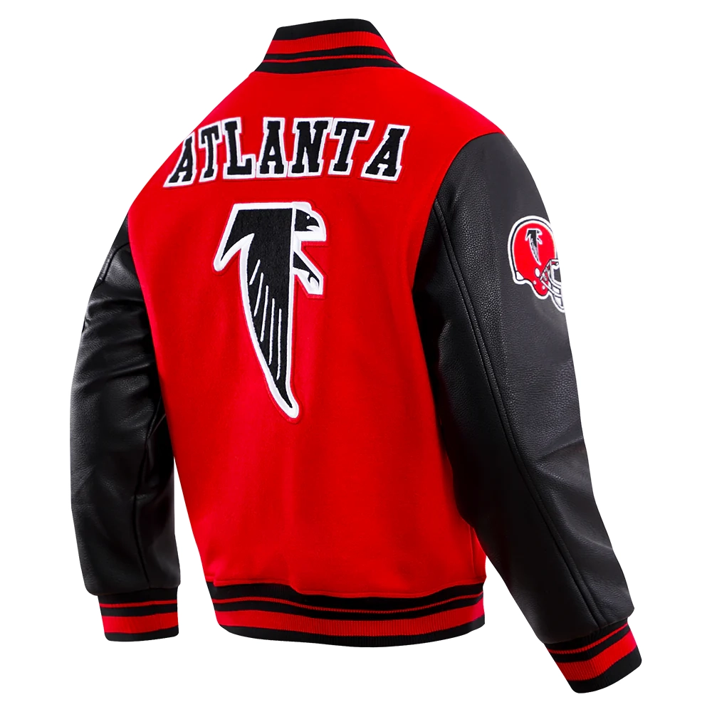 Atlanta Falcons Retro Classic Wool & Leather Varsity Red/Black Jacket - Image 3