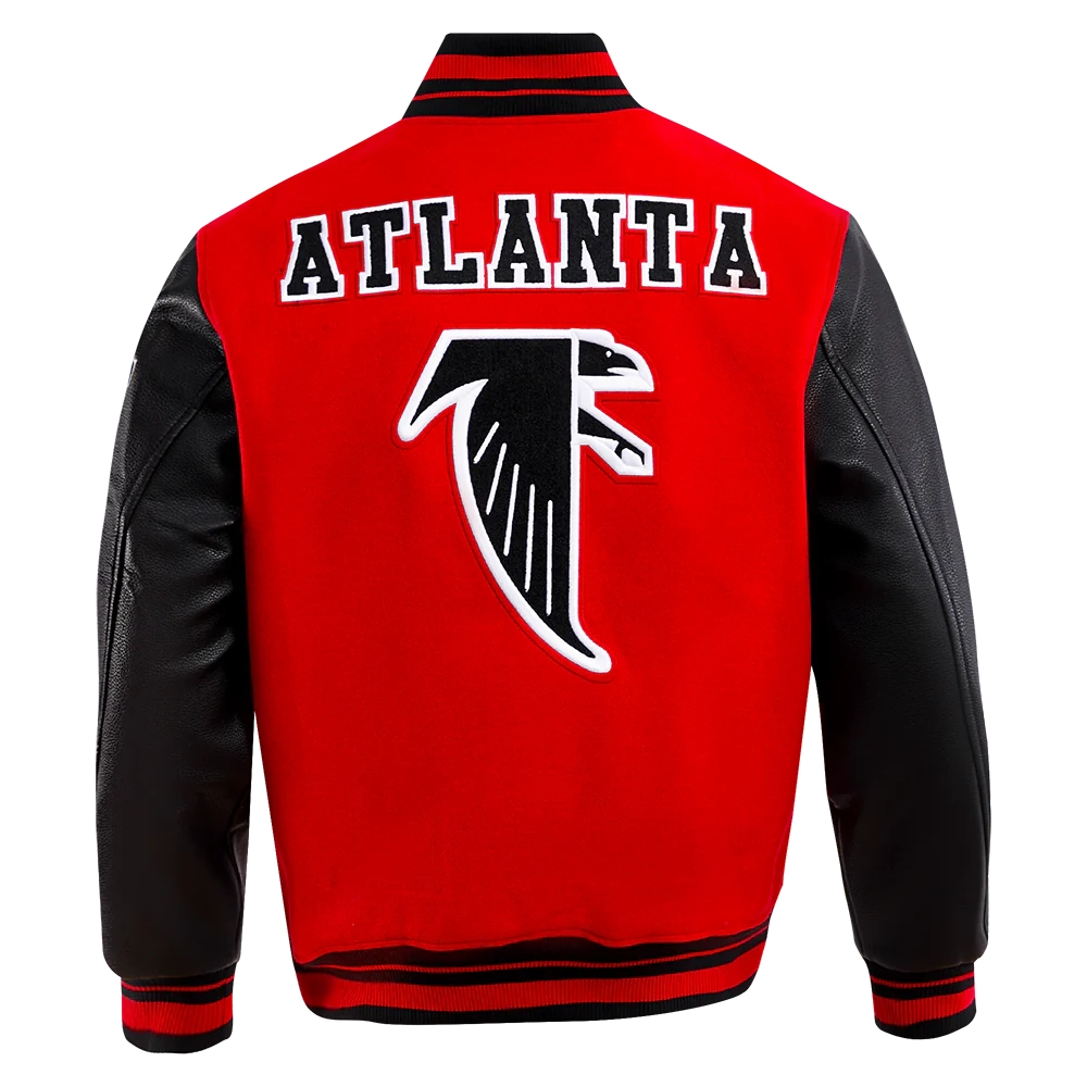 Atlanta Falcons Retro Classic Wool & Leather Varsity Red/Black Jacket - Image 4