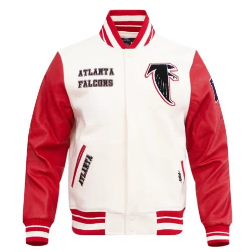 Alternative view of Atlanta Falcons Retro Classic Wool & Leather White/Red Varsity Jacket