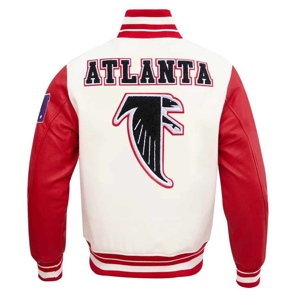 Atlanta Falcons Retro Classic Wool & Leather White/Red Varsity Jacket - Image 4