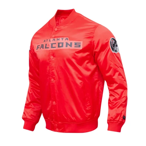 Atlanta Falcons Team Big Logo Red Satin Varsity Jacket