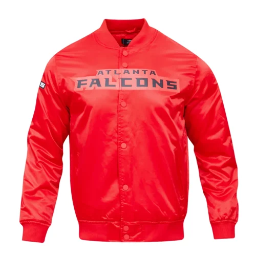 Alternative view of Atlanta Falcons Team Big Logo Red Satin Varsity Jacket