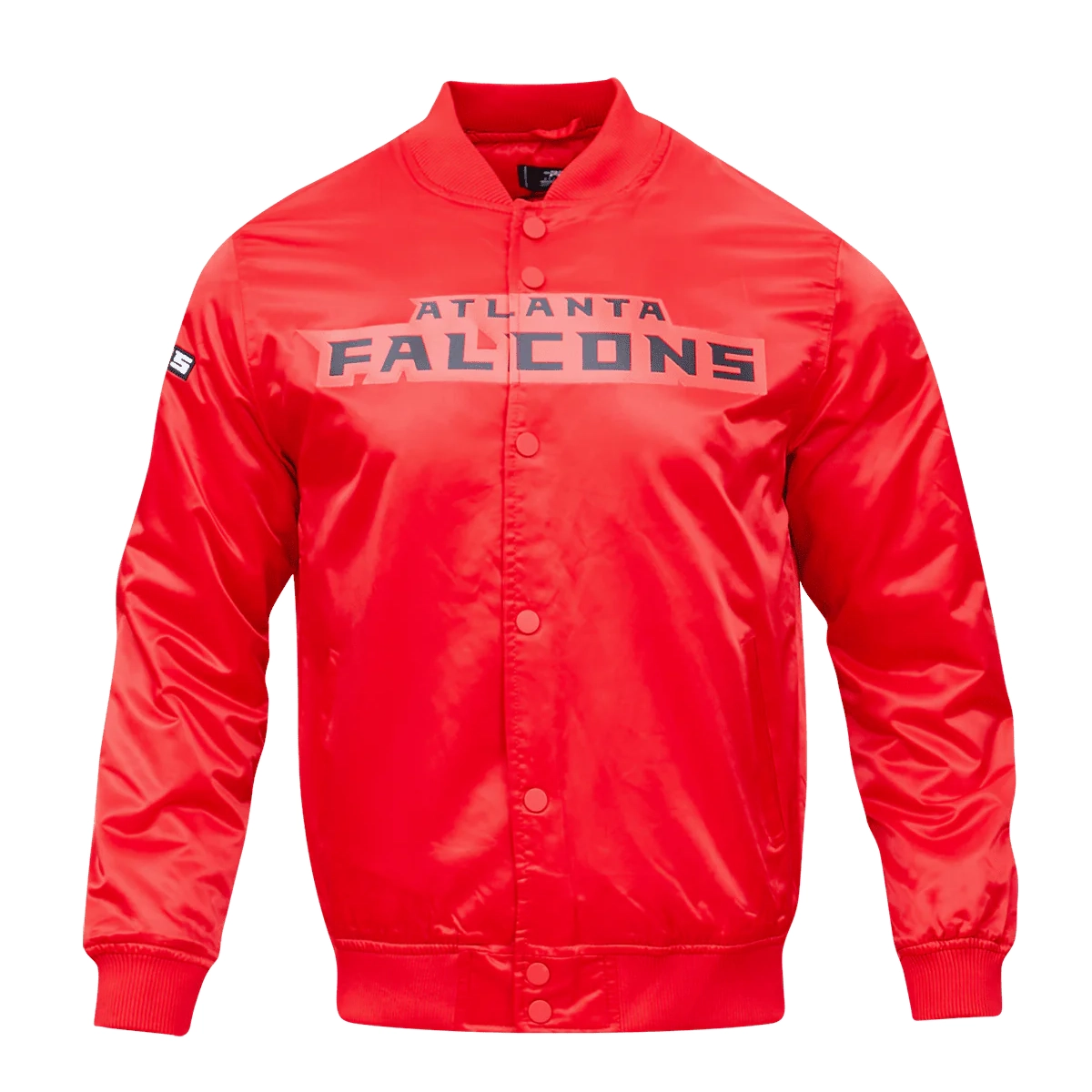 Atlanta Falcons Team Big Logo Red Satin Varsity Jacket - Image 2