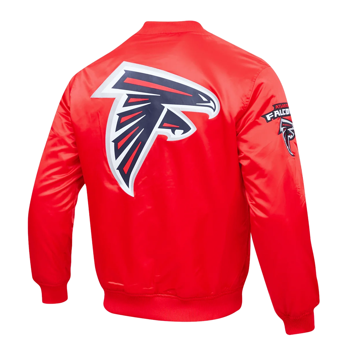 Atlanta Falcons Team Big Logo Red Satin Varsity Jacket - Image 3
