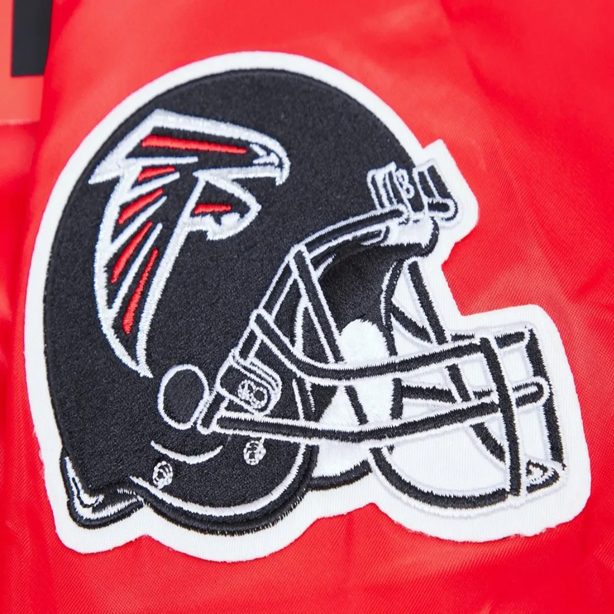 Atlanta Falcons Team Big Logo Red Satin Varsity Jacket - Image 6