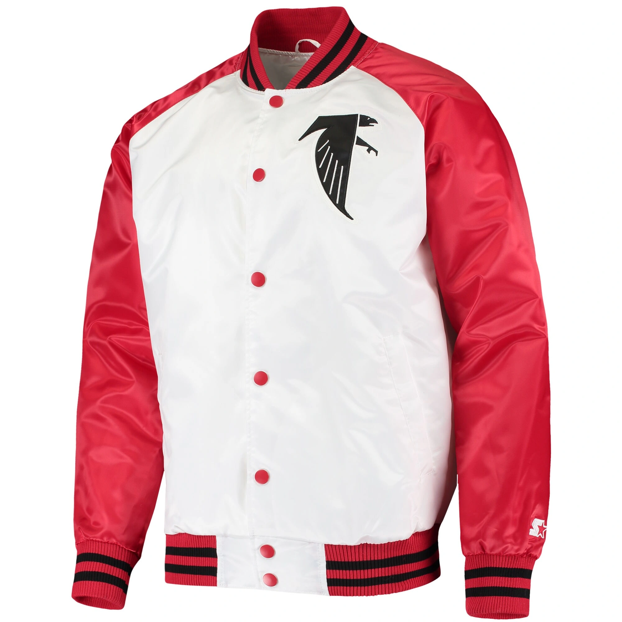 Atlanta Falcons Clean Up Hitter White/Red Satin Varsity Jacket