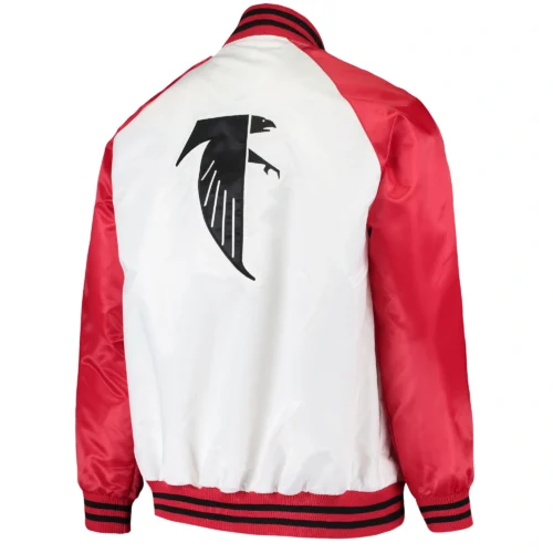 Alternative view of Atlanta Falcons Clean Up Hitter White/Red Satin Varsity Jacket