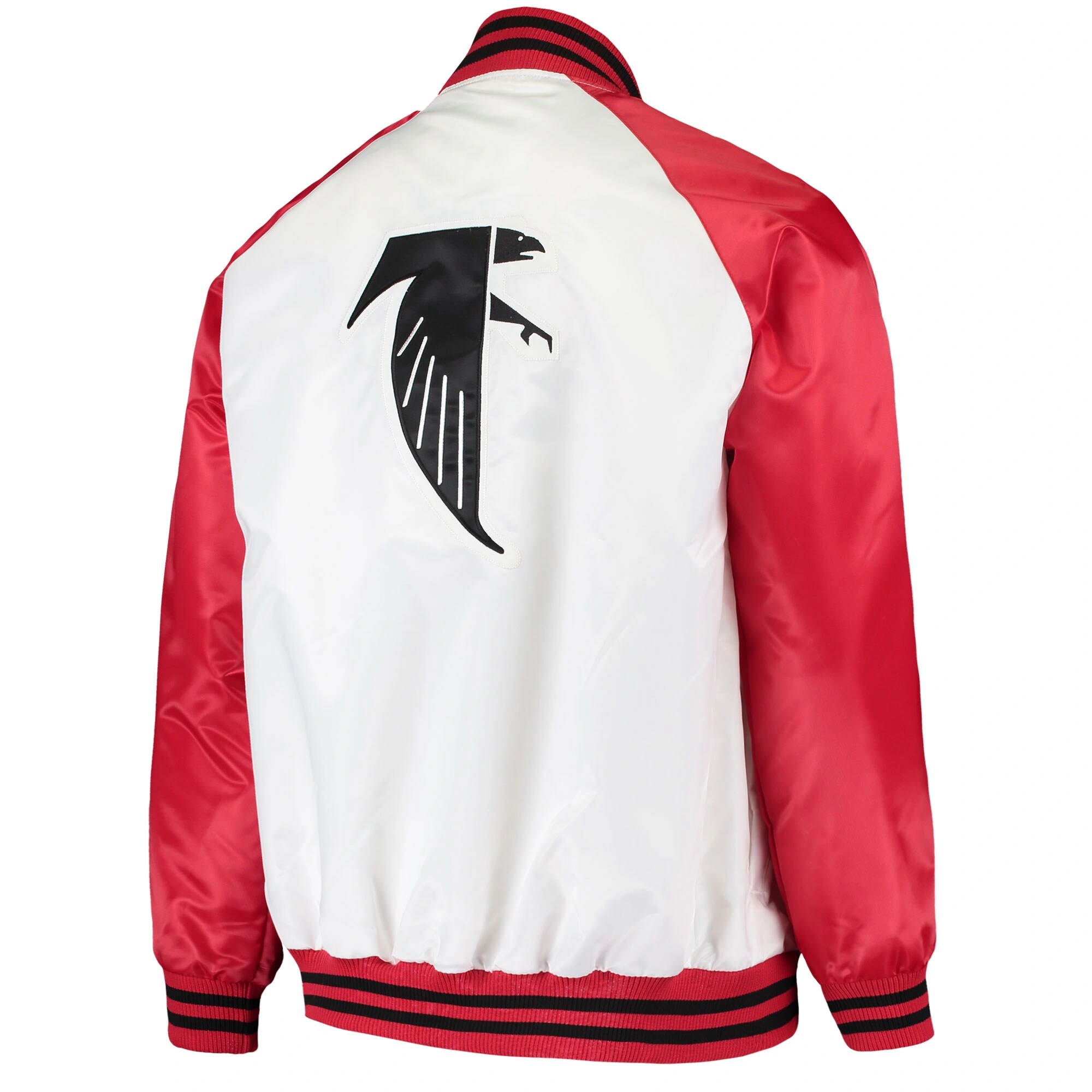 Atlanta Falcons Clean Up Hitter White/Red Satin Varsity Jacket - Image 2