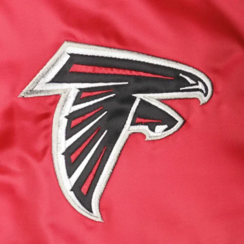 Atlanta Falcons The Enforcer Red/Black Satin Varsity Jacket - Image 3