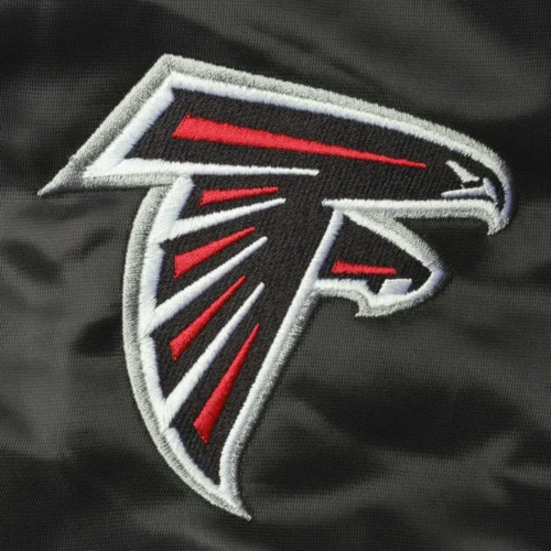 Atlanta Falcons Locker Room Black Satin Varsity Jacket - Image 3
