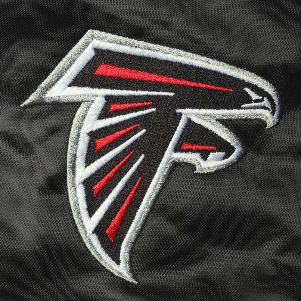 Atlanta Falcons Locker Room Black Satin Varsity Jacket - Image 3