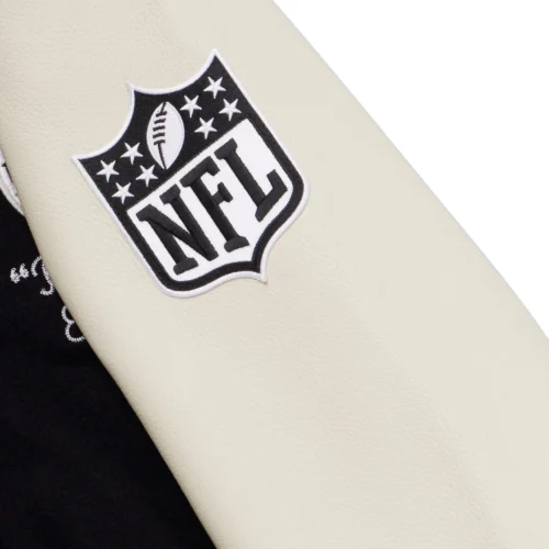 Atlanta Falcons Full-Snap Wool & Leather Black/White Varsity Jacket - Image 5