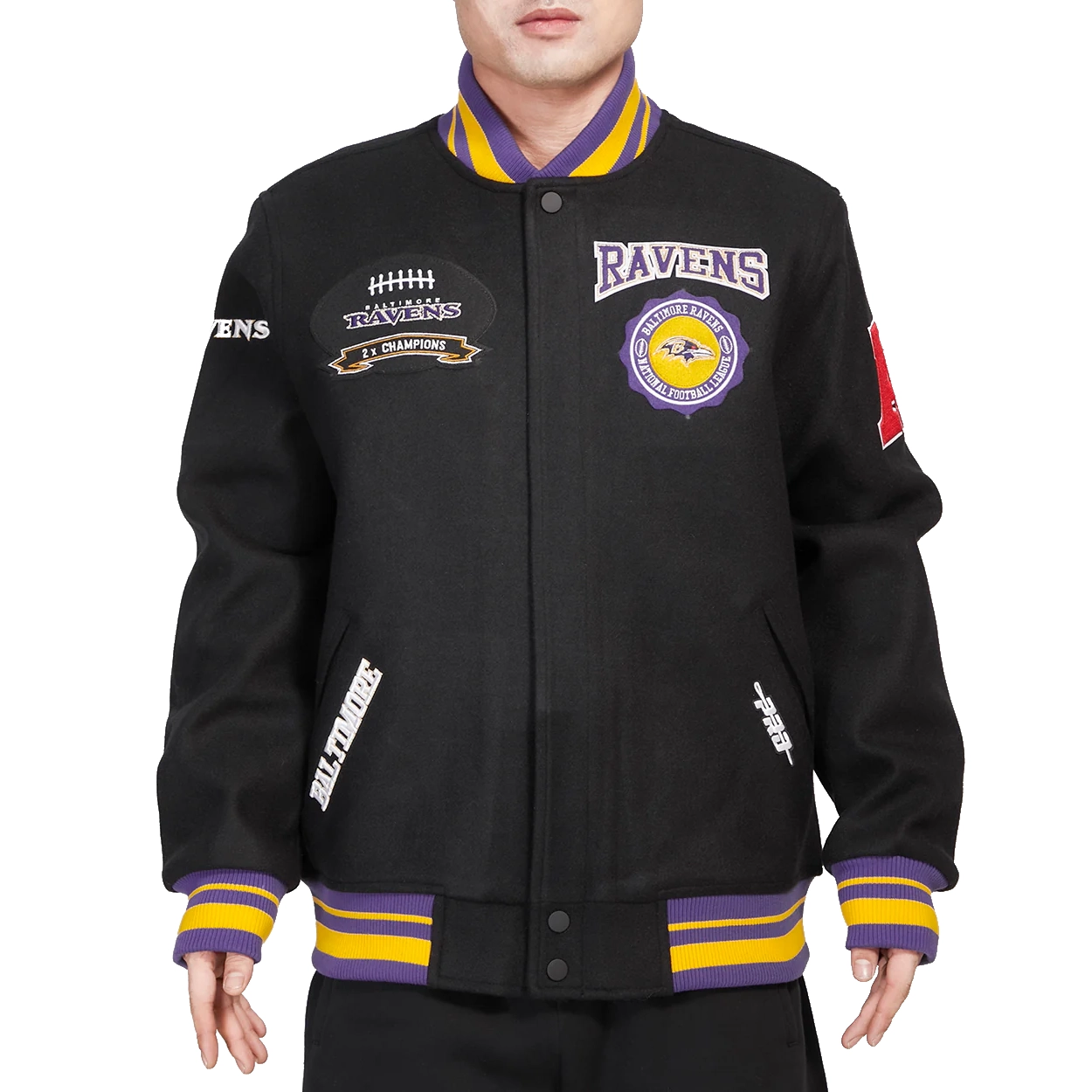 Baltimore Ravens Crest Emblem Black Wool Varsity Jacket