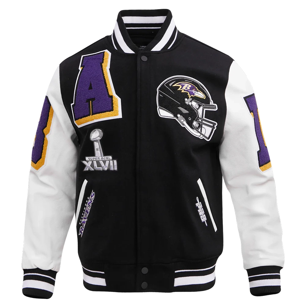 Baltimore Ravens Mashup Wool & Leather Varsity Jacket - Image 2