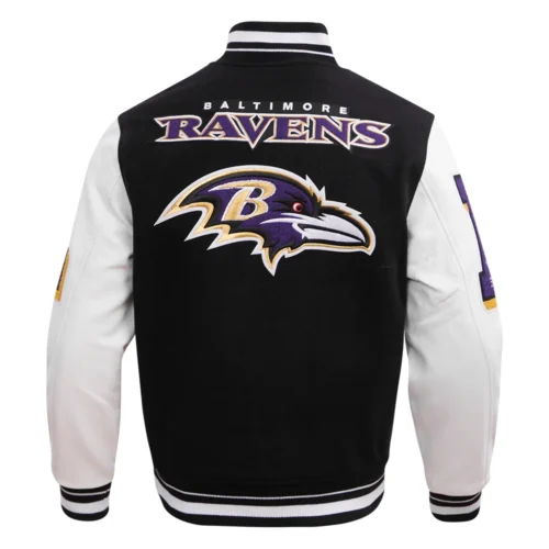 Baltimore Ravens Mashup Wool & Leather Varsity Jacket - Image 4