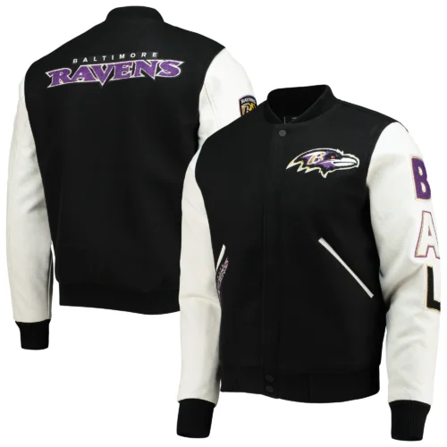 Baltimore Ravens Classic Black/White Varsity Jacket - Image 4