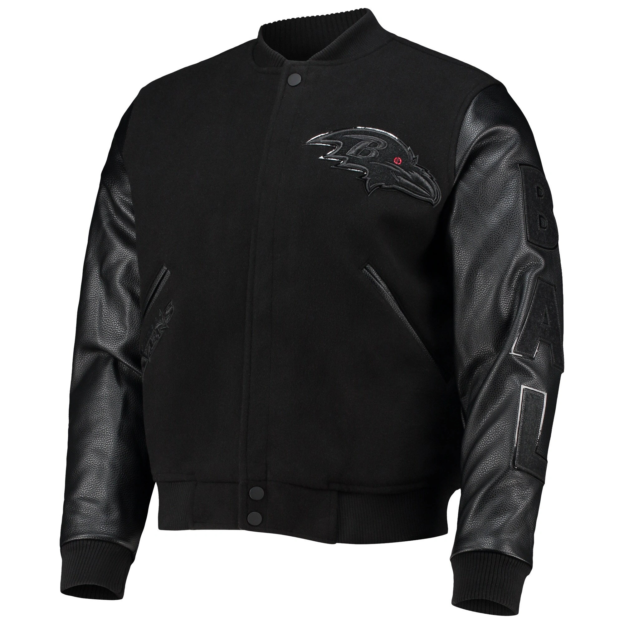 Baltimore Ravens Triple Black Wool & Leather Varsity Jacket