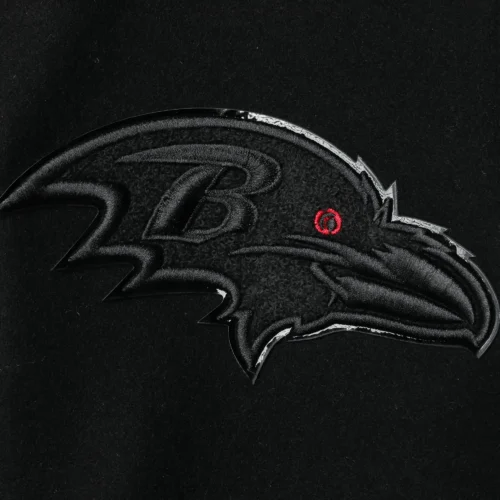 Baltimore Ravens Triple Black Wool & Leather Varsity Jacket - Image 3