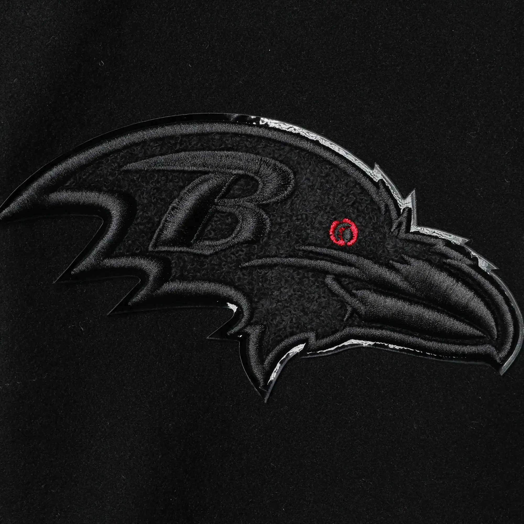Baltimore Ravens Triple Black Wool & Leather Varsity Jacket - Image 3