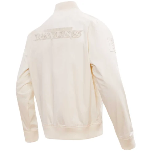 Alternative view of Baltimore Ravens White Neutral Cream Satin Varsity Jacket
