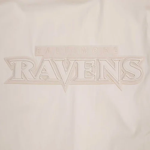 Baltimore Ravens White Neutral Cream Satin Varsity Jacket - Image 5