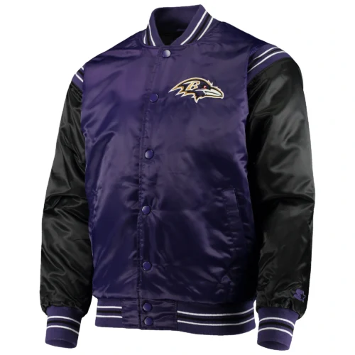 Baltimore Ravens The Enforcer Purple/Black Satin Varsity Jacket