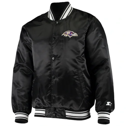 Baltimore Ravens Locker Room Black Satin Varsity Jacket