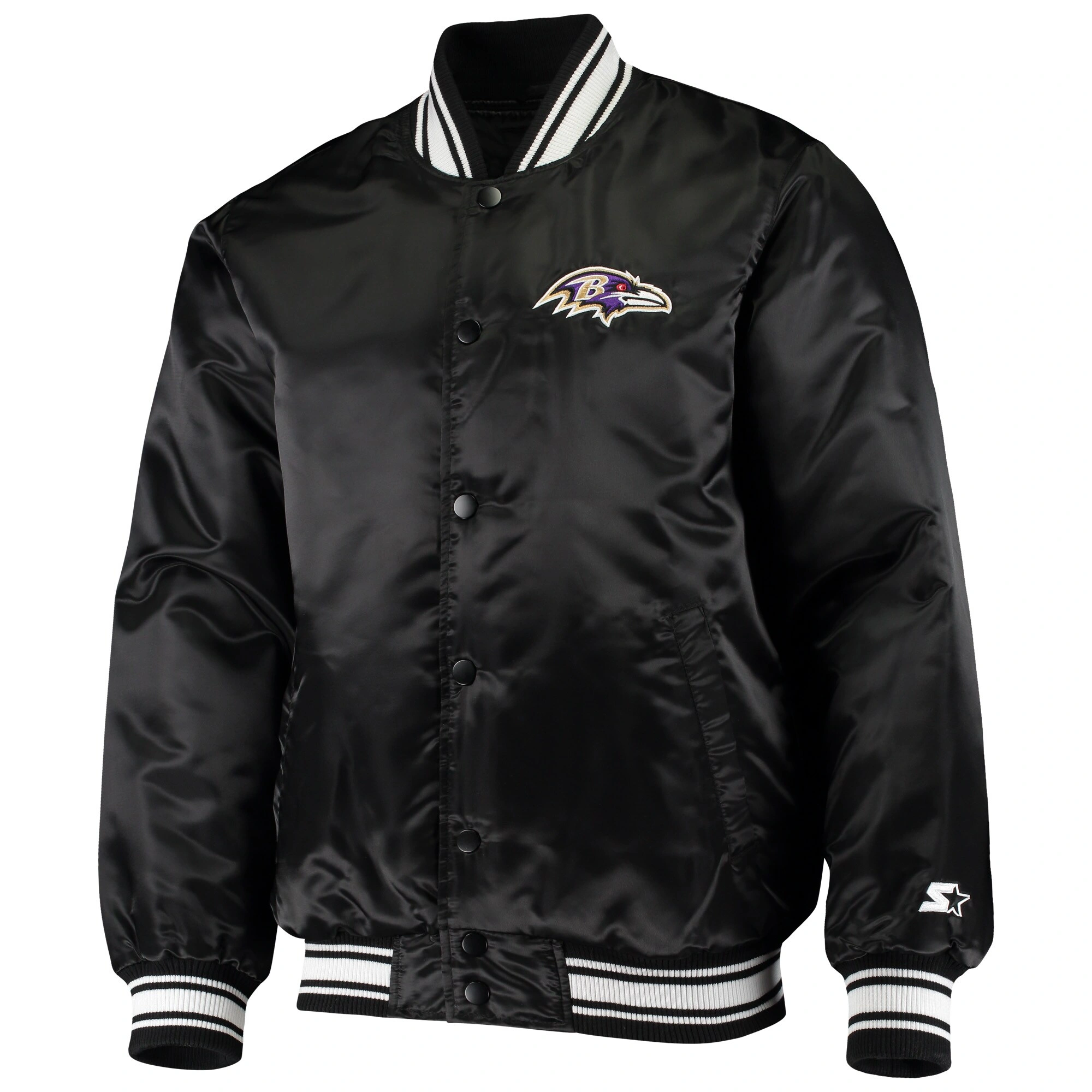 Baltimore Ravens Locker Room Black Satin Varsity Jacket