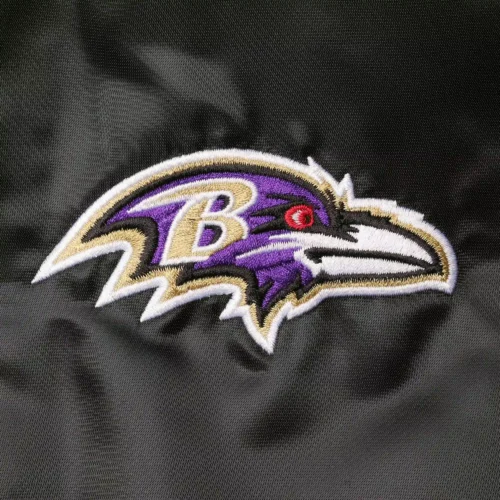 Baltimore Ravens Locker Room Black Satin Varsity Jacket - Image 3