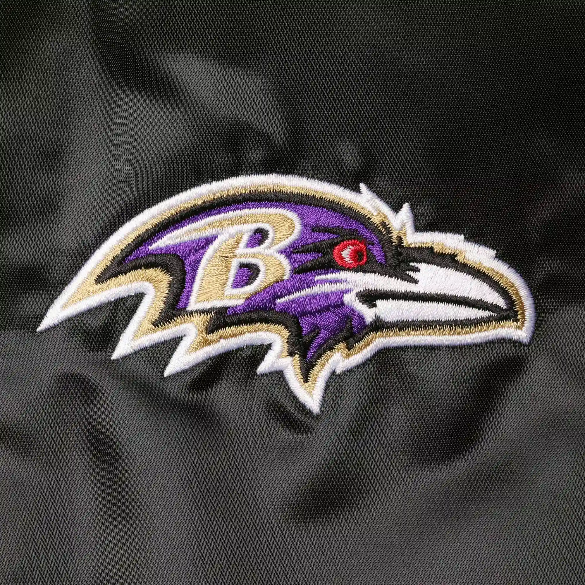 Baltimore Ravens Locker Room Black Satin Varsity Jacket - Image 3