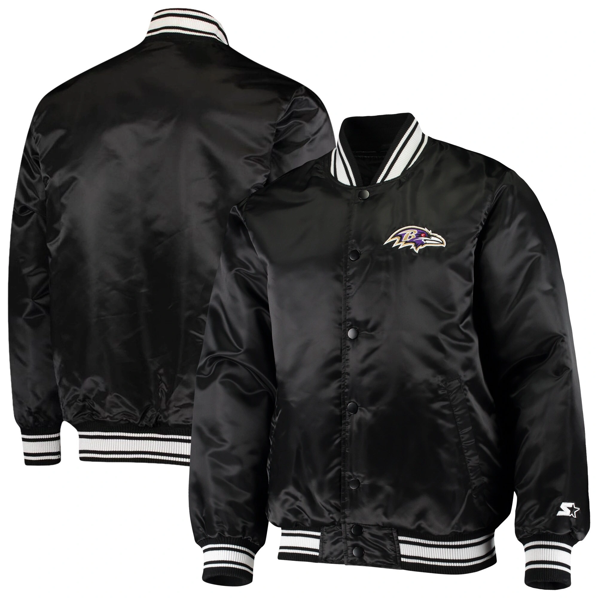 Baltimore Ravens Locker Room Black Satin Varsity Jacket - Image 4