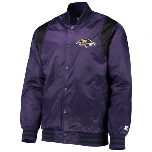 Baltimore Ravens Prime Time Black Satin Varsity Jacket