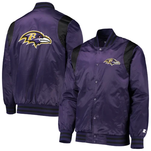 Baltimore Ravens Prime Time Black Satin Varsity Jacket - Image 4
