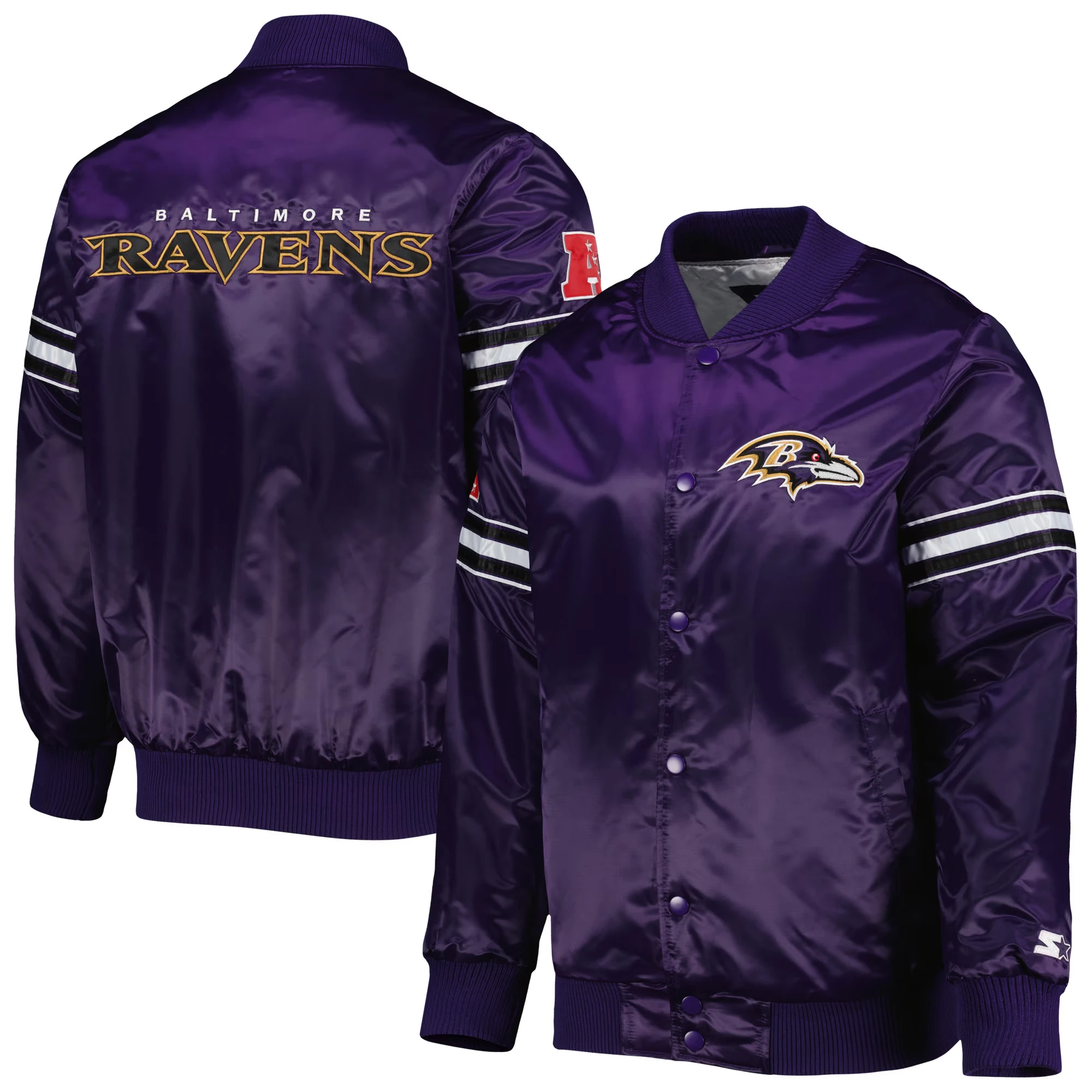 Baltimore Ravens The Pick & Roll Purple Satin Varsity Jacket - Image 4