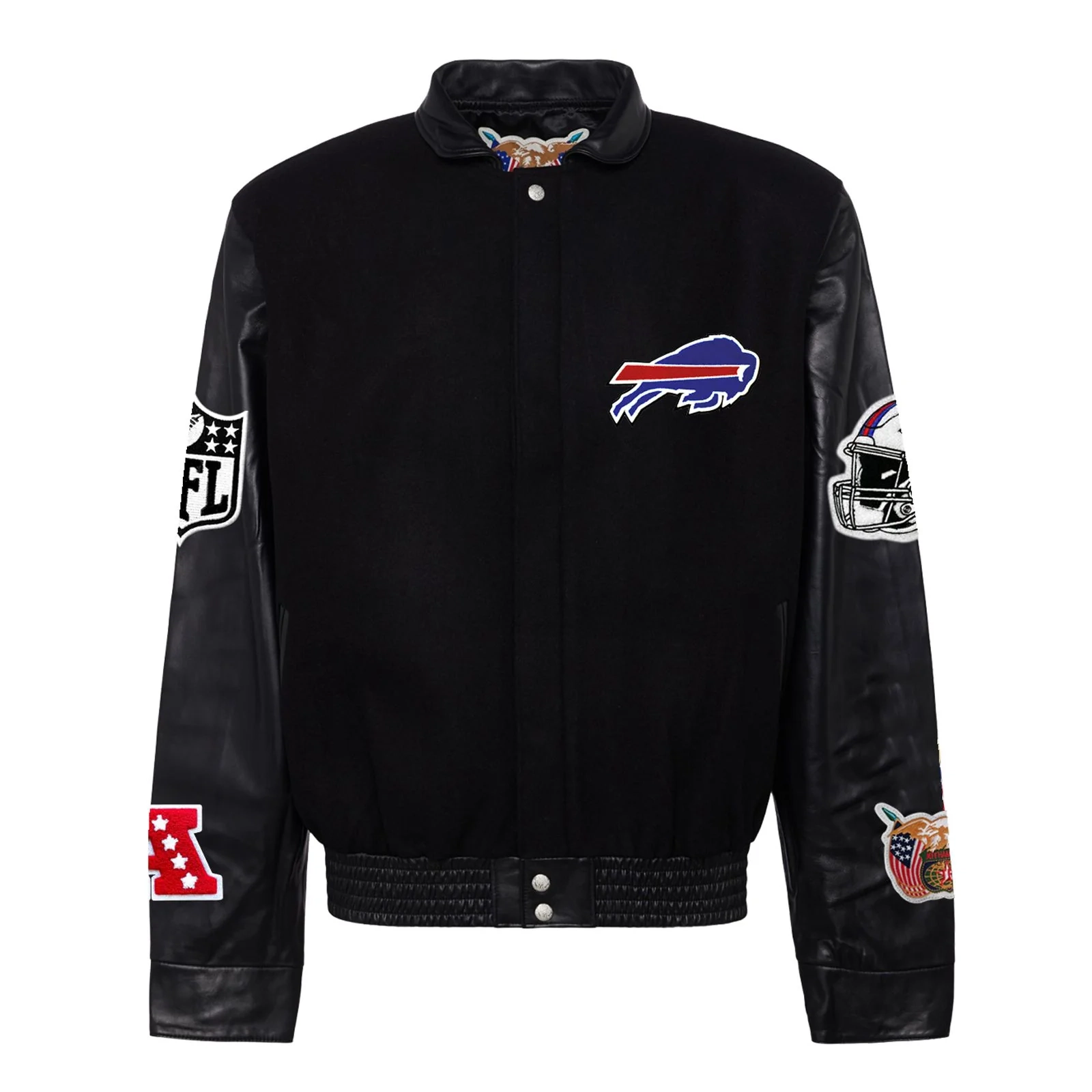 Buffalo Bills Jeff Hamilton Full Black Wool & Leather Jacket