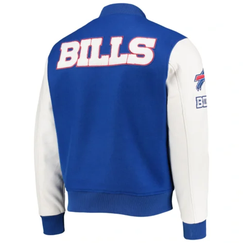 Alternative view of Buffalo Bills Classic Blue/White Wool & Leather Varsity Jacket
