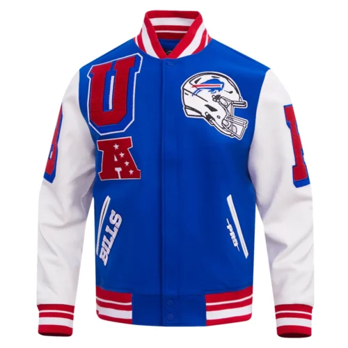 Alternative view of Buffalo Bills Mashup Wool & Leather Blue/White Varsity Jacket